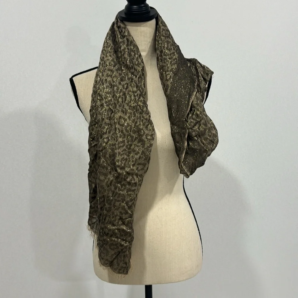 Michael Kors Leopard Lurex Jacquard Shawl/Scarf